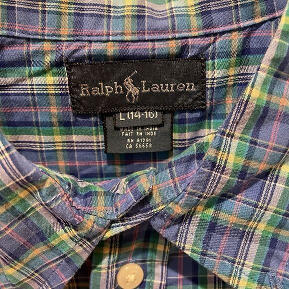 Polo Ralph Lauren Boys Long Sleeve Plaid Button-Down Shirt, Size Large (14-16) - Picture 3 of 7